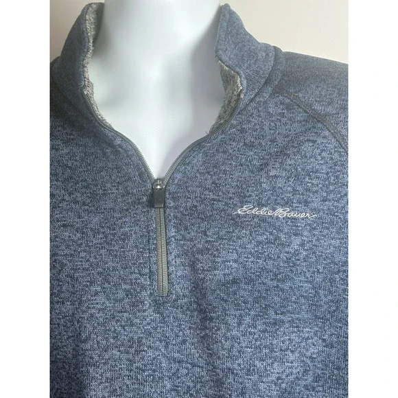 Eddie Bauer Men's Size 2XL Blue Pullover Sweater Quarter Zip Knit Sweatshirt - Picture 2 of 7